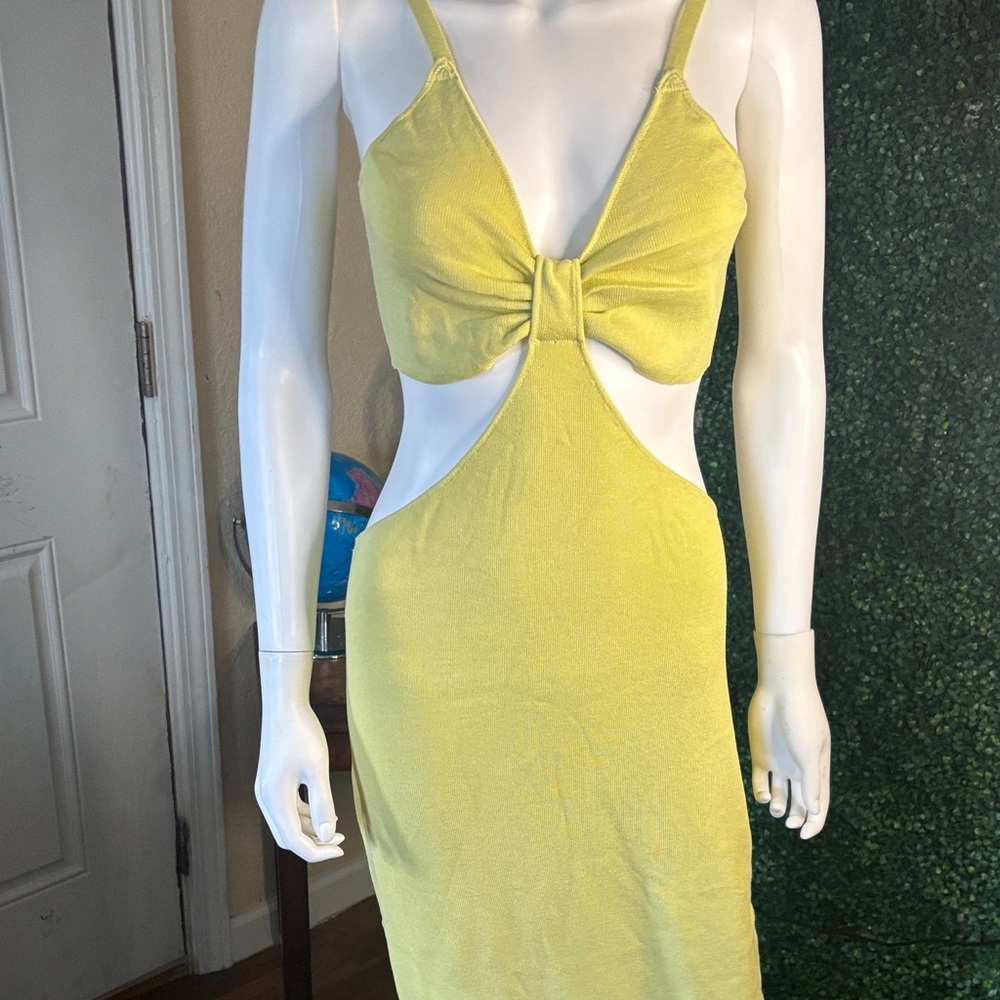 Fashion Nova Lemon Cutout Bow-Front Mini Dress